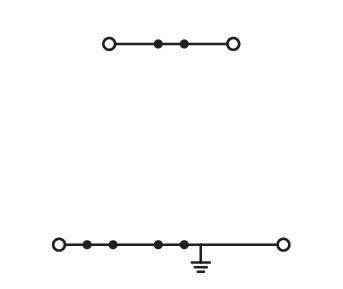 Schaltkreisdiagramm: drei Leitungen mit offenen Anschlüssen. Die obere Linie hat zwei Knoten, die mittlere Linie hat drei Knoten und die untere Linie hat vier Knoten mit einem Massesymbol.
