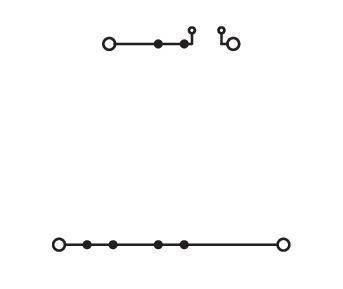 Eine Grafik mit drei horizontalen Linien. Jede Linie hat unterschiedliche Anzahlen von kleinen Kreisen, die durch gerade Linien miteinander verbunden sind.