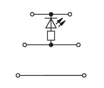 Schematische Darstellung eines Gleichspannungsstabilisators mit Symbolen für Transistoren und Dioden, die Anschlusspunkte und Signalwege zeigt.