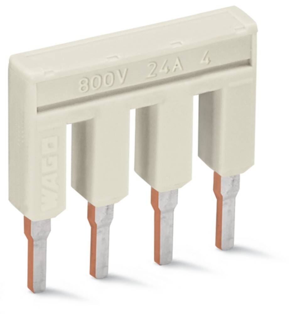 Ein vierpoliger elektrischer Steckverbinder mit einem beigen Kunststoffgehäuse, mit der Bewertung 