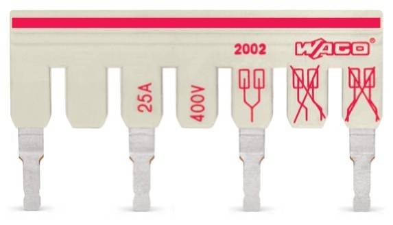 Nahaufnahme eines Sicherungshalters mit den Beschriftungen '25A', '400V' und '2002', der die Einsatzstellen für Sicherungen zeigt.