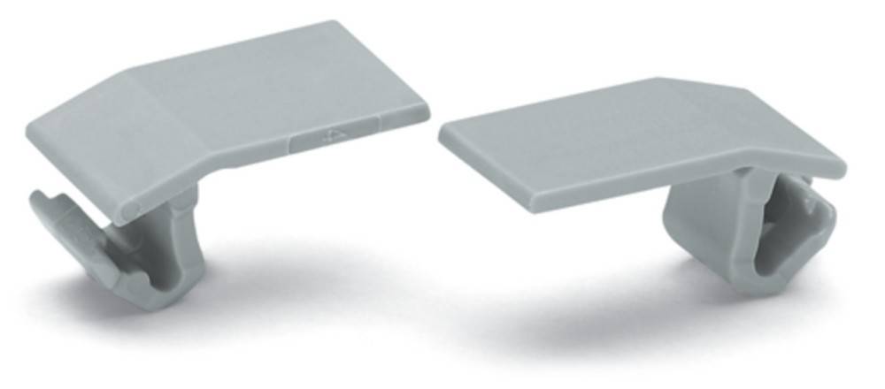 Zwei leicht voneinander getrennte graue rechteckige Fliesen mit Schatten darunter, die in einem minimalistischen Stil zu schweben scheinen.