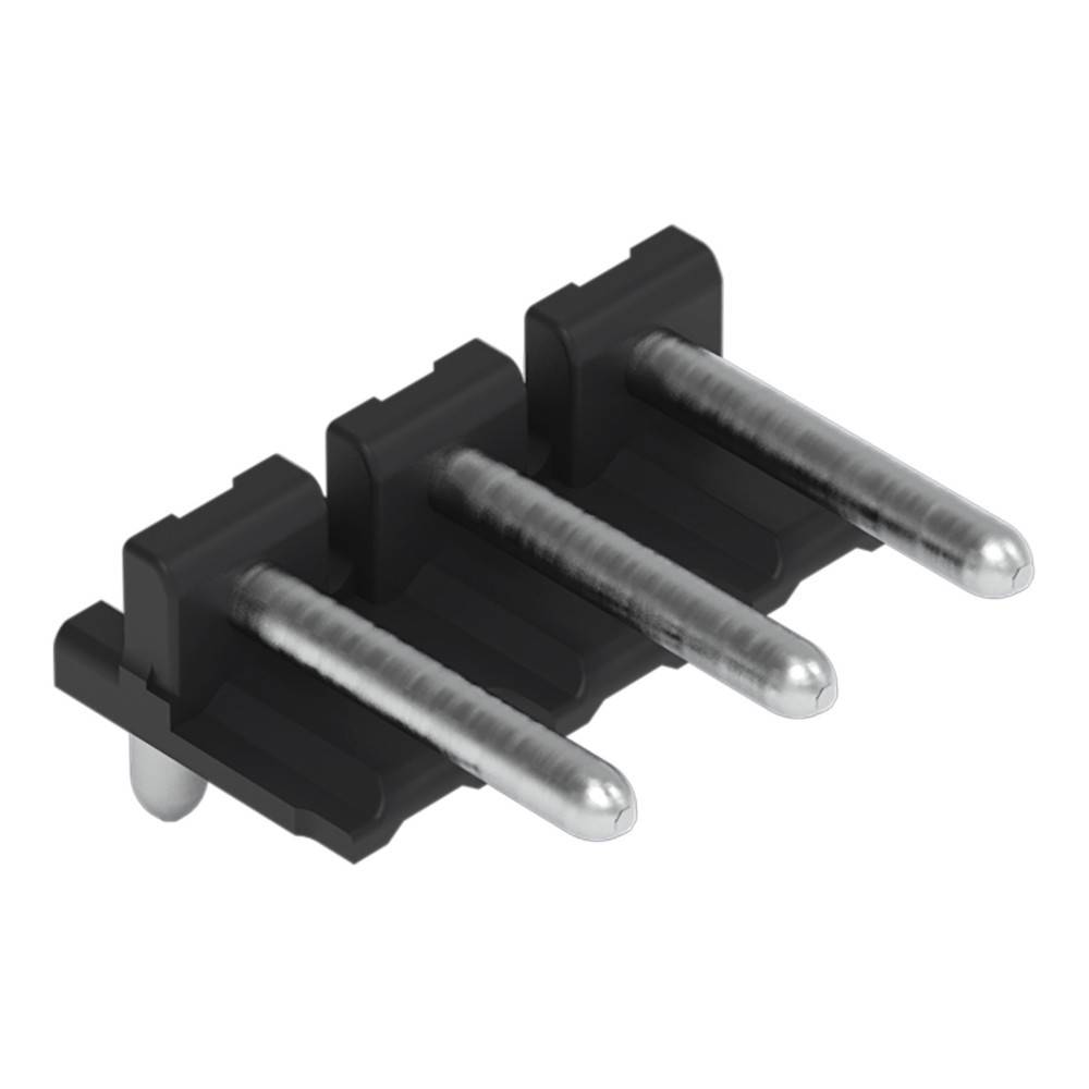 Ein schwarzer elektrischer Verbinder mit drei Metallstiften, verwendet für Schaltungsverbindungen.