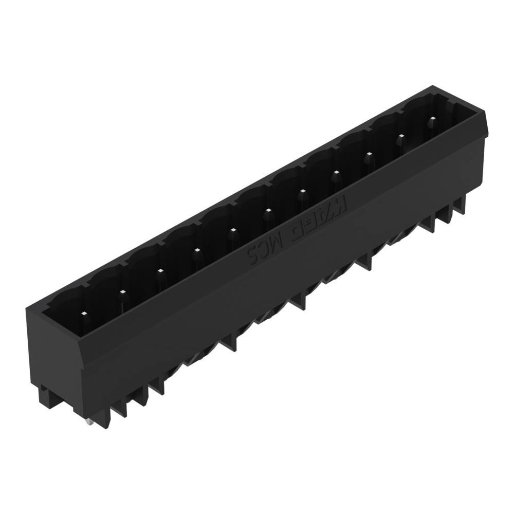Ein schwarzer rechteckiger elektronischer Steckverbinder mit zwei Reihen von Pins, der typischerweise für Leiterplattenanschlüsse verwendet wird.