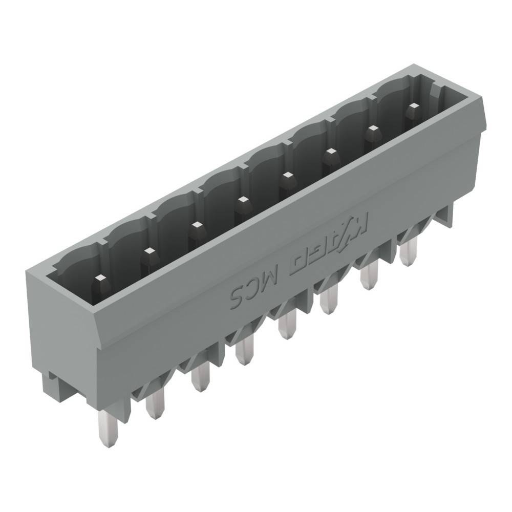 Ein grauer rechteckiger Steckverbinder mit mehreren Metallstiften, der für elektronische Verbindungen verwendet wird.