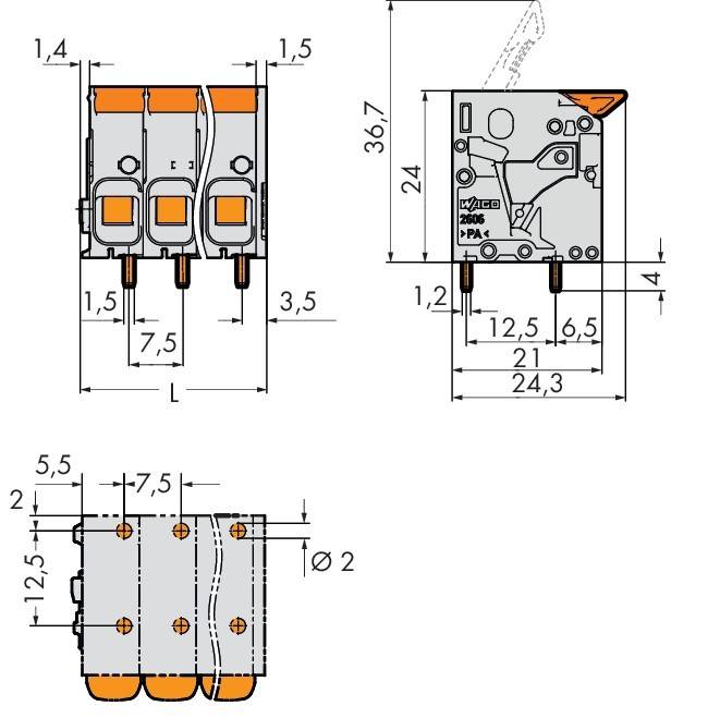 WAGO GmbH & Co. KG Leiterplattenklemme Hebel 2606-1102