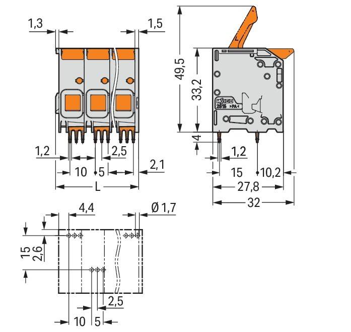 WAGO GmbH & Co. KG Leiterplattenklemme Hebel 2616-1103/020-000