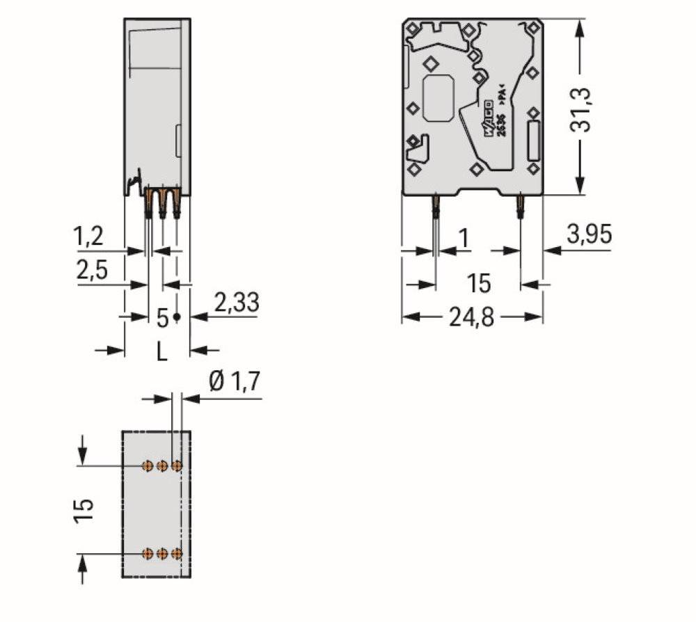 Wago Leiterplattenklemme;16 mm²;Rastermaß 10 mm;violett - 2636-3101/000-024 - 100 Stück