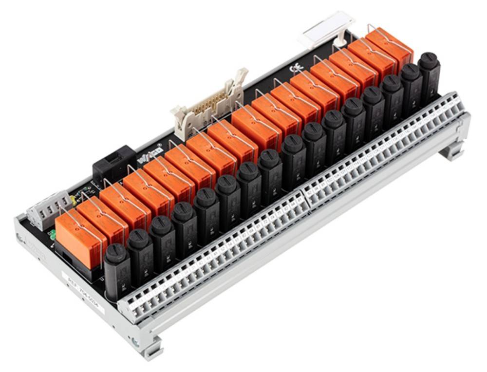 Rot-schwarzer mechanischer Tastaturschalter-Tester mit mehreren Tasten, die in einer Reihe auf einer Metall- und Kunststoffbasis angeordnet sind, aus einem Winkel betrachtet.