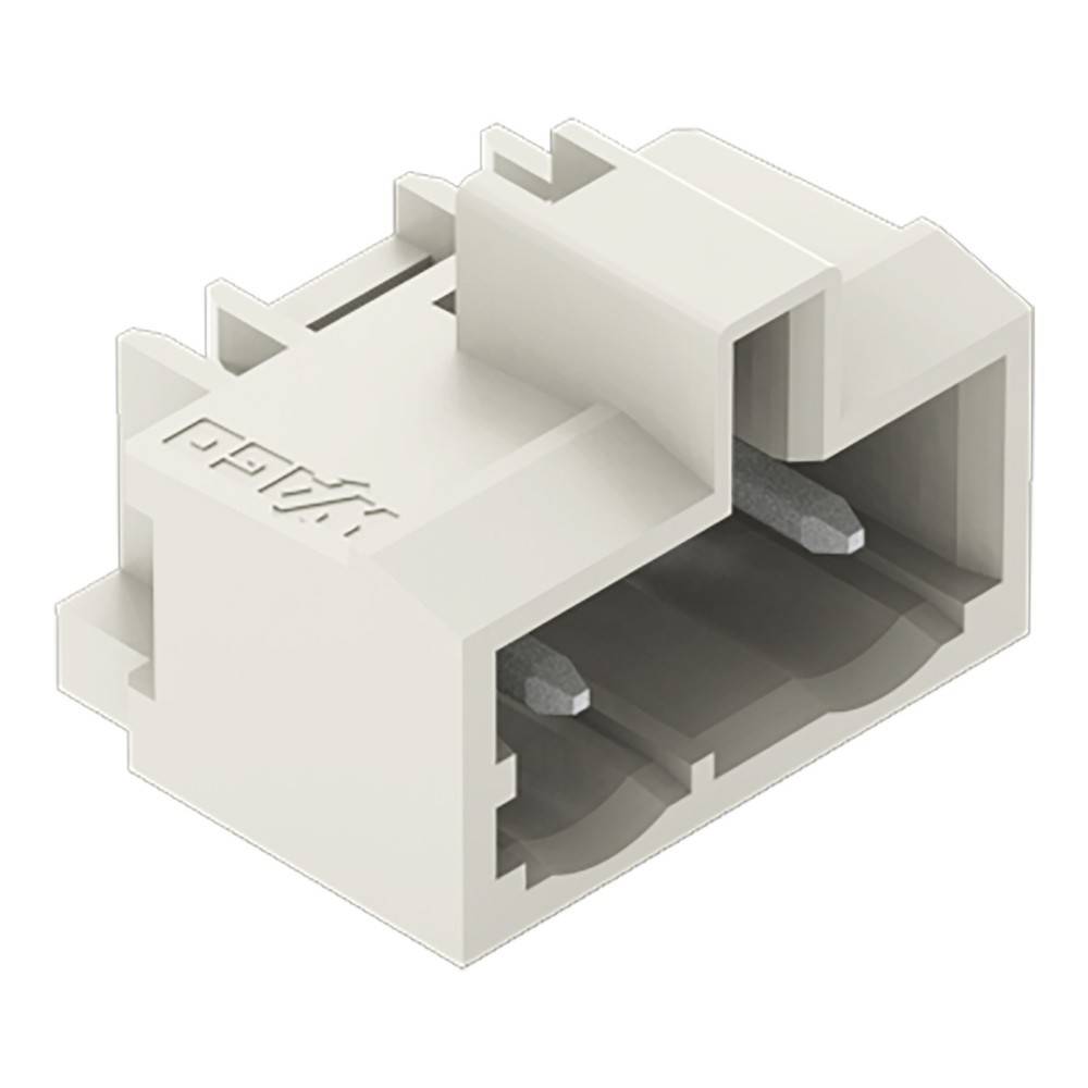 Ein kleiner weißer rechteckiger Anschluss mit zwei Schlitzen, der für elektrische oder elektronische Komponenten vorgesehen ist.