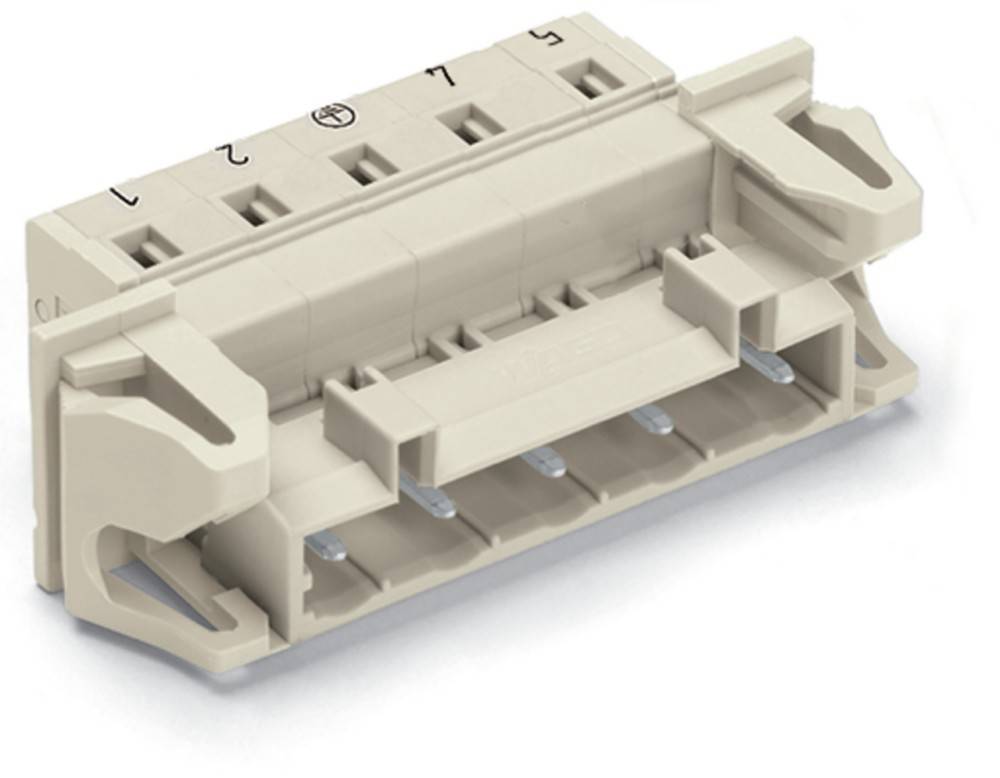 Ein beige Klemmblock mit nummerierten Anschlüssen von 1 bis 8, der zum sicheren Organisieren und Verbinden mehrerer Kabel verwendet wird.