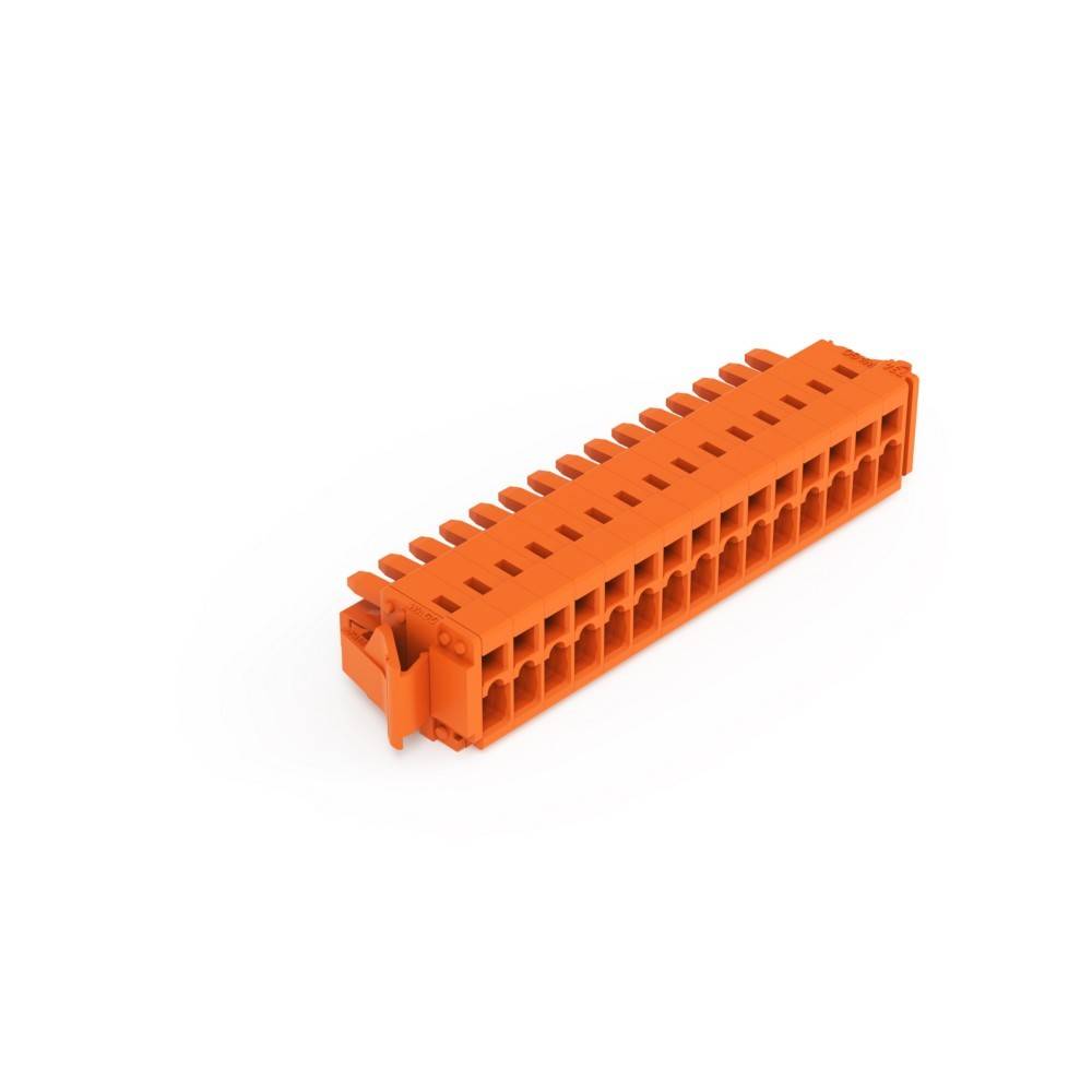 Orange Elektrischer Steckerblock mit mehreren Anschlüssen für die Verdrahtung, verwendet in elektrischen Installationen und Reparaturen für sichere Verbindungen.