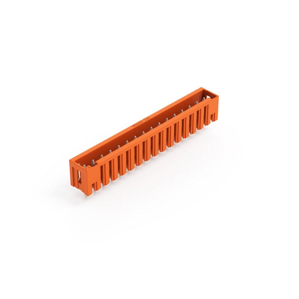 Orange rechteckiger Kabelkanal mit mehreren Öffnungen an der Basis, verwendet zur Organisation und zum Schutz von Elektrokabeln.