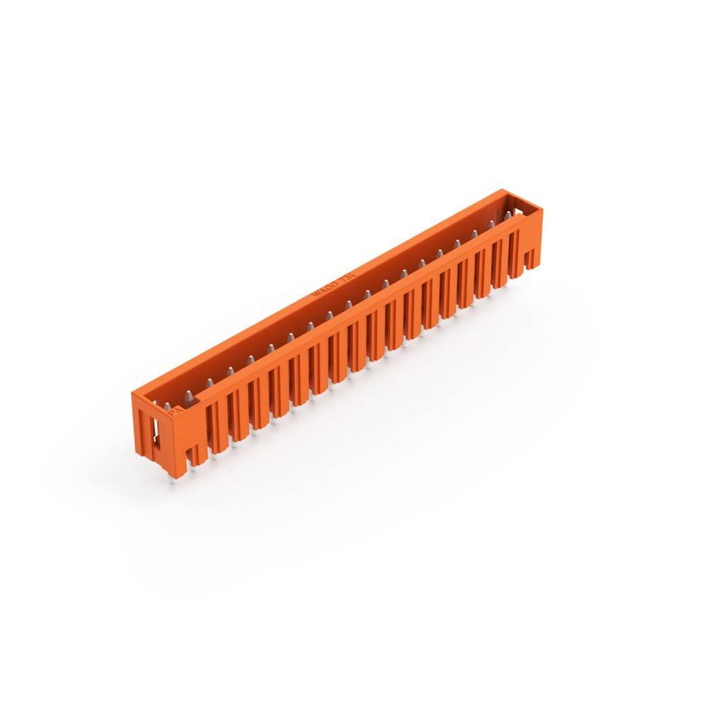 Ein orangefarbener Elektrostecker mit mehreren Steckplätzen, der zum Verbinden von Schaltungskomponenten verwendet wird.