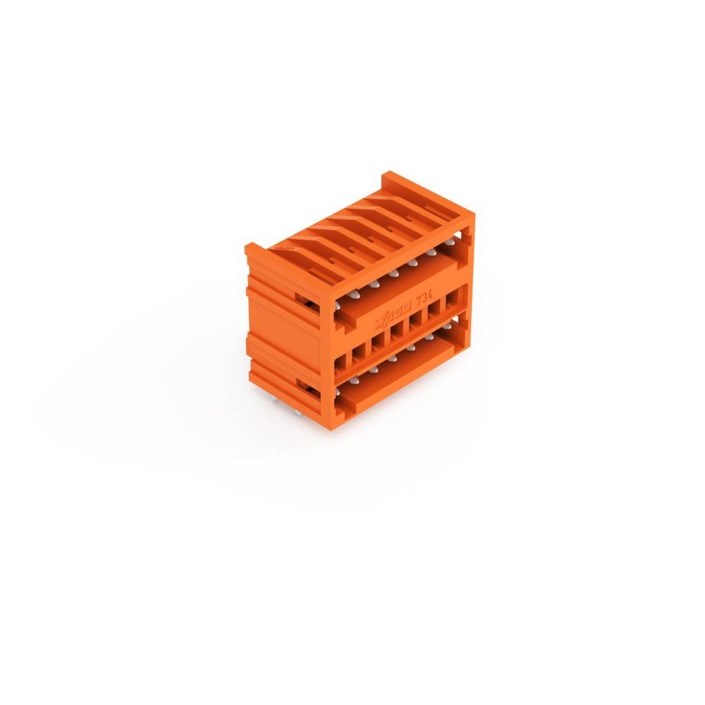 Oranger Kunststoffstecker mit mehreren Rillen und Nuten, wird für Verdrahtungsanwendungen verwendet.