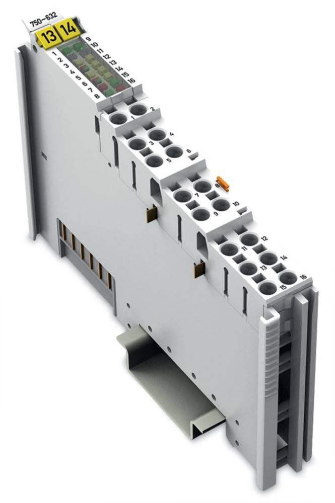 Ein modularer Klemmenblock mit mehreren Anschlusspunkten, nummeriert von 1 bis 16, der zur Organisation von Verkabelungen in elektrischen Installationen verwendet wird.