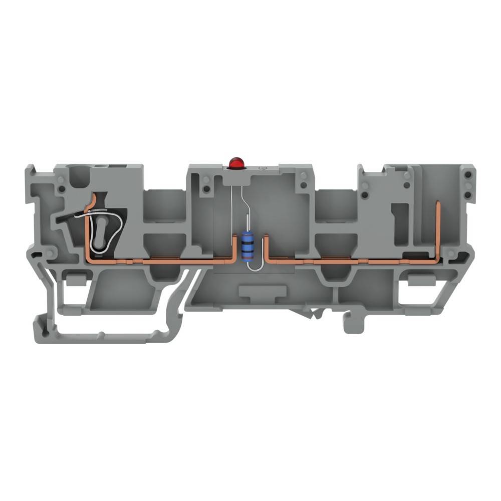 Eine digitale Darstellung eines elektrischen Anschlusskastens, die die interne Verkabelung und Komponenten zeigt und sein Design und Verbindungspunkte veranschaulicht.