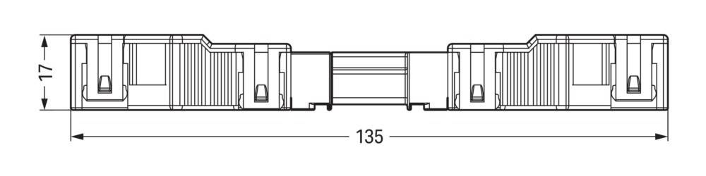 Technische Zeichnung eines Schnittbildes eines architektonischen Elements mit Abmessungen von '135', die Details der Innenstruktur darstellt.