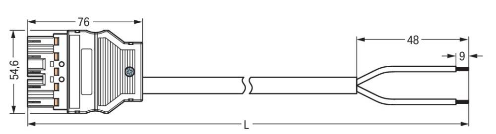 Zwei horizontale Linien mit einwärts gerichteten Einkerbungen, in der Mitte unten mit ‚L' beschriftet.