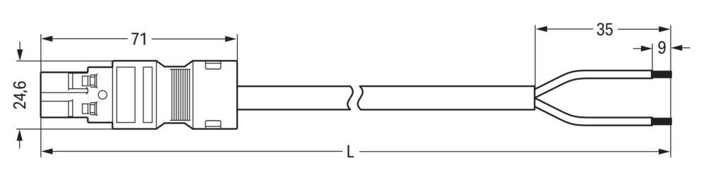 Zwei horizontale parallele Linien mit einwärts gerichteten Kerben in der Mitte, mit der Beschriftung 