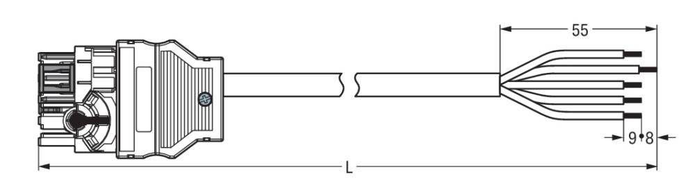 Zwei parallele, wellenförmige Linien mit einer kleinen Lücke dazwischen. Darunter befindet sich der Buchstabe 'L', möglicherweise als Messzeichen.