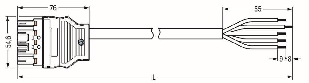 Wago konfektionierte Anschlussleitung;Eca;Stecker/offenes Ende;dunkelgrau - 771-8985/206-704 - 1 Stück
