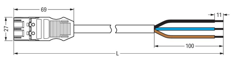 Querschnittsdiagramm einer geraden einfachen Überlappungsverbindung. Zwei Teile überlappen sich mit einem 'L'-Symbol darunter, das die Platzierung anzeigt.