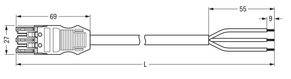 Zwei parallele horizontale Linien mit gezackten Enden sind durch einen Zwischenraum getrennt, der unten mit 'L' beschriftet ist und eine Entfernungsmessung anzeigt.