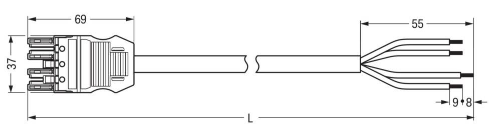 Zwei Klammern stehen sich horizontal gegenüber und sind in einem Abstand zueinander positioniert, der mit 'L' beschriftet ist und einen Abstand zwischen ihnen anzeigt.