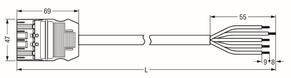 Wago konfektionierte Anschlussleitung;Eca;Stecker/offenes Ende;schwarz - 771-9995/207-601 - 1 Stück