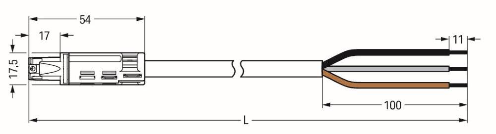 Wago konfektionierte Anschlussleitung;Eca;Buchse/offenes Ende;braun - 774-9973/106-405 - 1 Stück