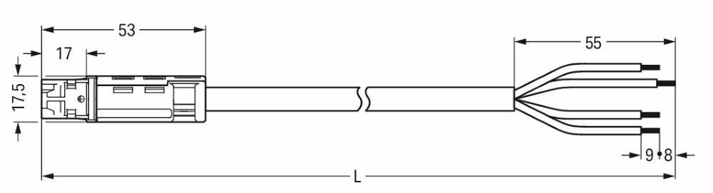 Wago konfektionierte Anschlussleitung;Eca;Stecker/offenes Ende;schwarz - 774-9994/206-601 - 1 Stück