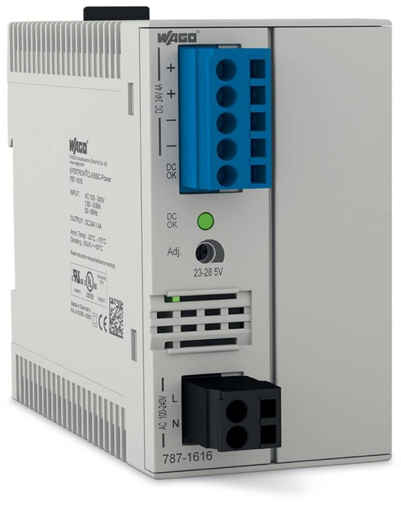 Wago Pro Stromversorgung, EPSITRON 787-1666, 24V DC, 5A Ausgang, betrieben durch Anschluss an einen AC 100-240V Eingang, einphasig.