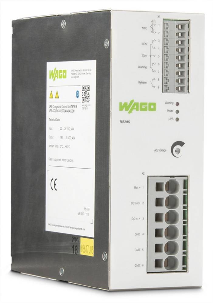 Wago 787-915 Netzteil mit technischen Spezifikationen und Leistungsanzeigen auf dem Frontpanel.