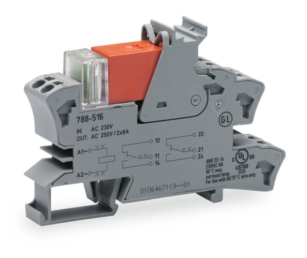 Wago Relaismodul;Eingangsnennspannung AC 230 V;2 Wechsler;grau - 788-516 - 20 Stück