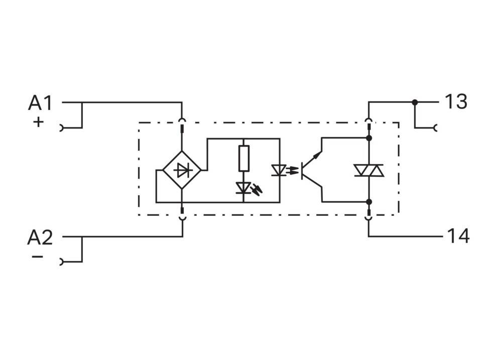 Schaltplan: zeigt einen Transistor, eine Diode, Widerstände und Verbindungen. Die Komponenten sind so verknüpft, dass der Stromfluss demonstriert wird.