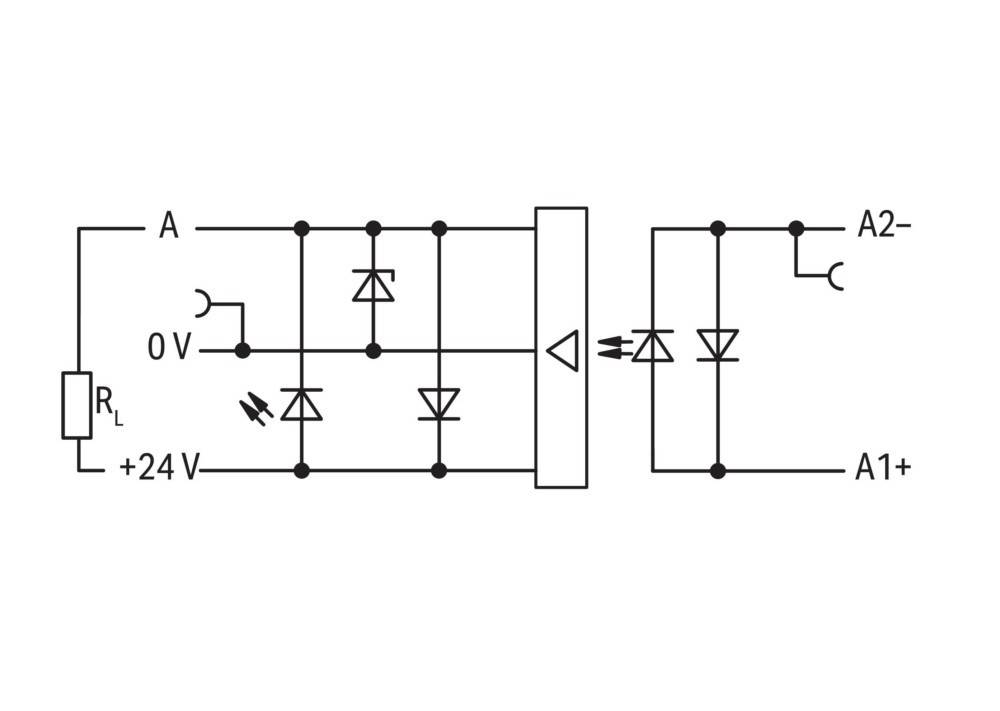 Elektrische Schaltkreis-Diagramm, das Komponenten einschließlich Dioden und Leuchtdioden zeigt, die zwischen den Punkten mit den Bezeichnungen 'A', '30V' und '24V' angeordnet sind.