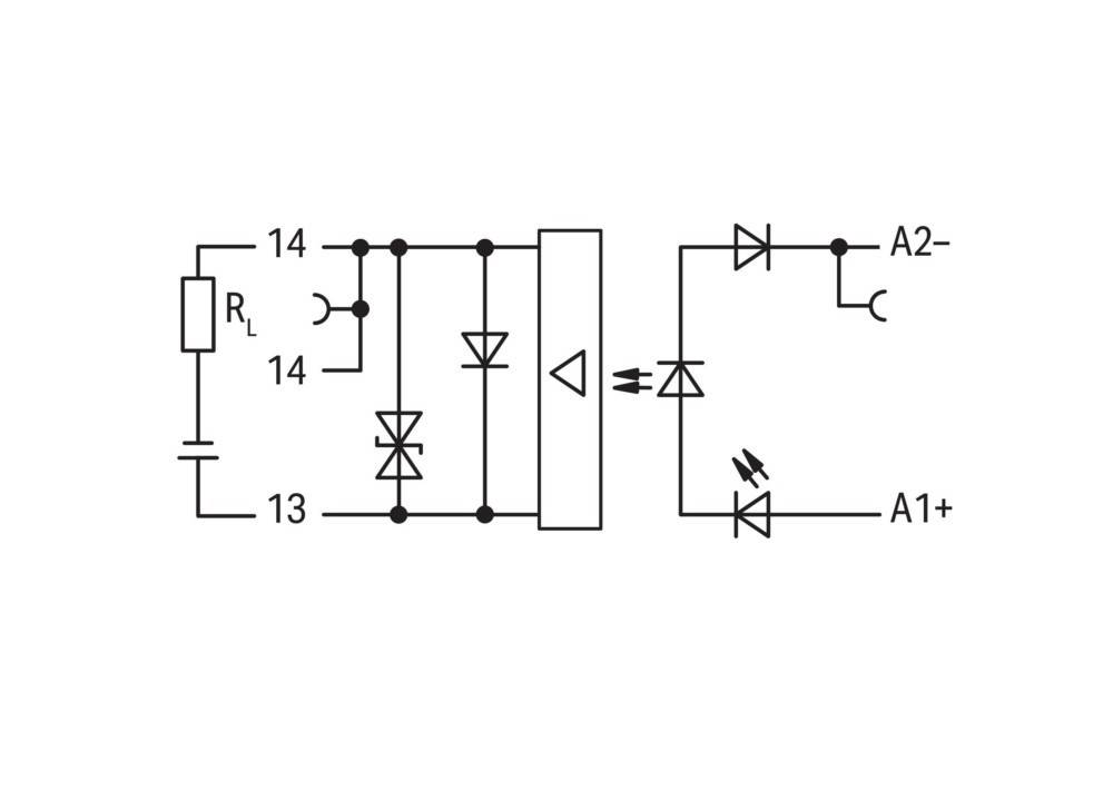 Elektrisches Schaltkreisdiagramm, das ein Relais mit verschiedenen Verbindungen, Widerständen mit der Beschriftung 'RL' und parallel geschalteten Dioden zeigt.