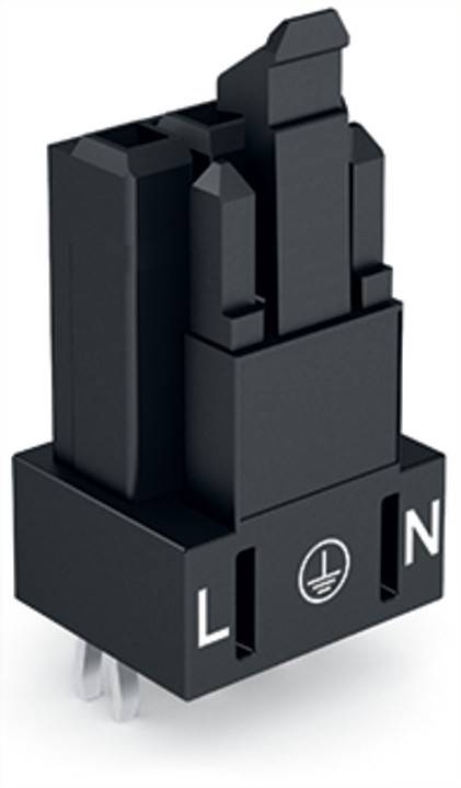 Neutral Ground Live' Steckverbinder mit drei Stiften und beschriftet mit 'N', Massesymbol und 'I'. Verwendet für elektrische Anschlüsse.