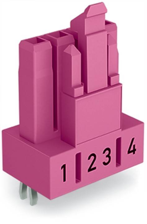 Ein rosa Plastikblock mit vier vertikalen rechteckigen Säulen, von 1 bis 4 beschriftet, deren Höhe von rechts nach links zunimmt.