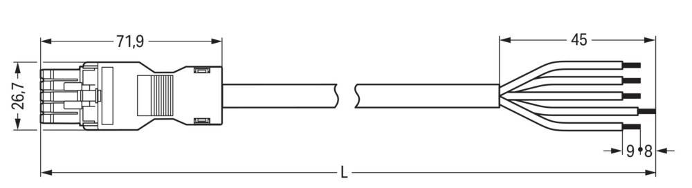 Querschnittsdiagramm zweier paralleler Linien mit abgeschrägten Kanten, mit der Beschriftung 