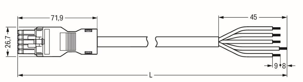 Wago konfektionierte Anschlussleitung;Cca;Buchse/offenes Ende;blau - 891-8385/166-501 - 1 Stück