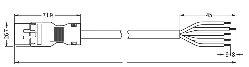 Zwei parallele Linien, die sich gegenüberliegen, mit einem kleinen Zwischenraum. Ein Buchstabe 'L' ist mittig unter dem Zwischenraum platziert und zeigt die Ausrichtung an.