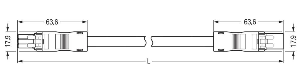 Zwei parallele gerade Linien mit Kerben in der Mitte, mit dem Buchstaben 'L' darunter, was ein Ausrichtungs- oder Messkonzept andeutet.