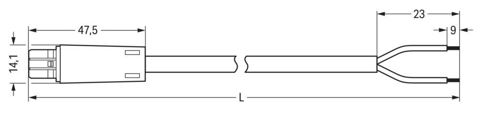 Diagramm mit zwei parallelen Linien mit nach innen gerichteten Kurven, die sich einander zuneigen, mit der Beschriftung 