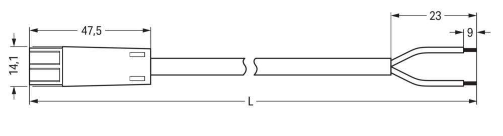 Darstellung von zwei horizontalen Linien, die so ausgerichtet sind, dass sie einen gemeinsamen Punkt 'L' bilden, wobei ein Abschnitt oder eine Länge hervorgehoben wird.
