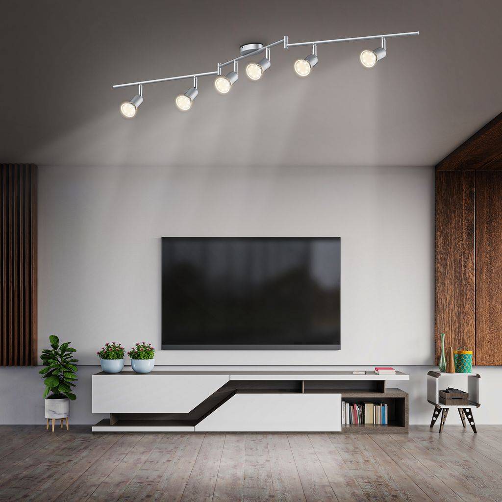 LED Deckenlampe Wohnzimmer schwenkbar GU10 Metall Decken-Spot Leuchte 6-flammig