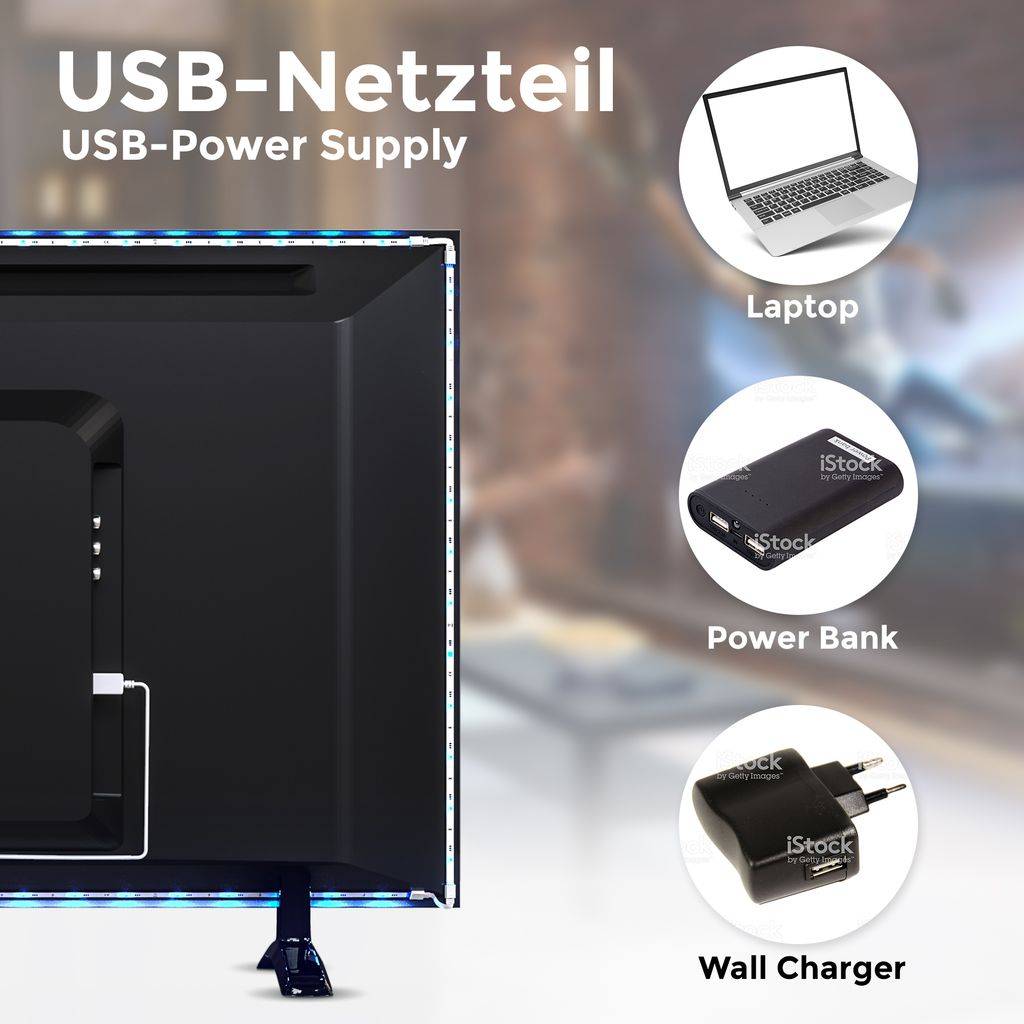 TV-Hintergrund-Beleuchtung USB LED-Streifen Farbwechsel LED-Band Fernseher