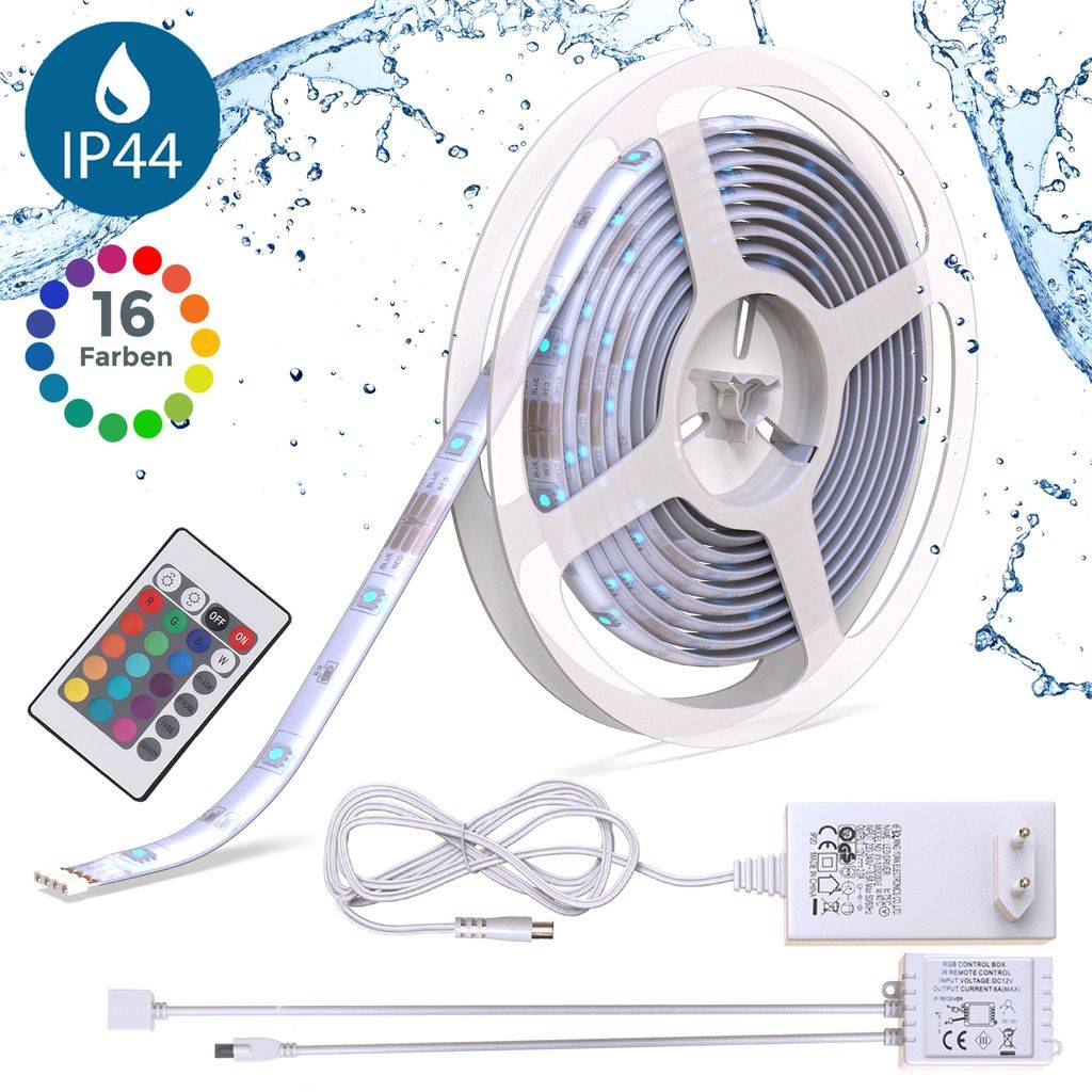 5m LED Strip Licht-Leiste IP44 wasserdicht Bad & außen Farbwechsel Band Streifen