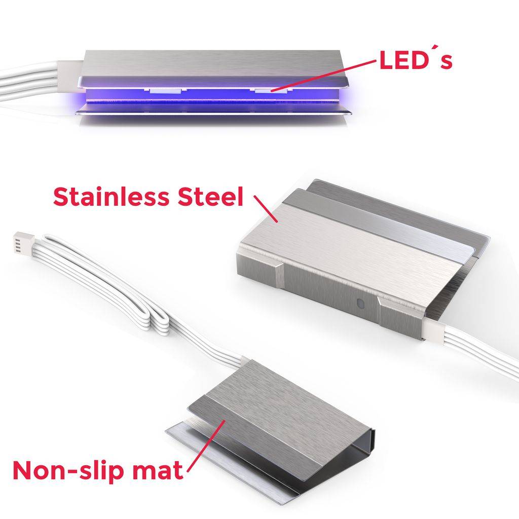 4 LED Clips RGB Glasboden-Beleuchtung Glaskantenlichter Leuchten Vitrine Schrank